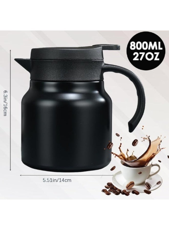 Arabest 27 os   stainless steel insulated coffee cup and teapot with temperature display, double wall vacuum insulated cream container, milk and hot chocolate beverage dispenser, teapot. black - Image 2